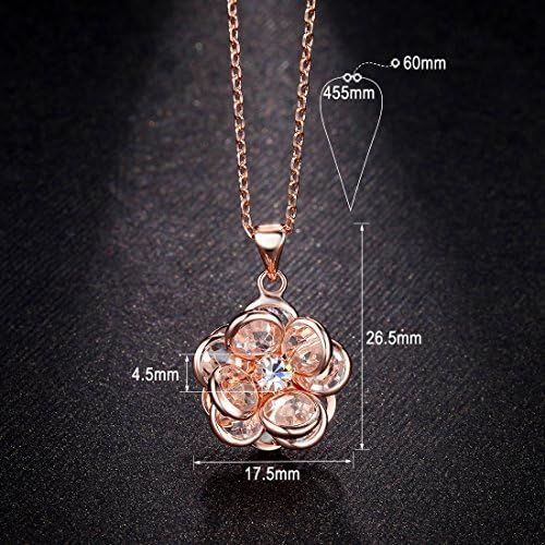 NEWBARK Cute 3D Crystal Flower Pendant 18k Rose Gold Plated Necklace For Flower Girls Jewelry For Wedding,Engagement, Party, Birthday Gift, Christmas Gift, Gift, Girlfriend, daughter, size 20.28"