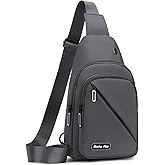 Seoky Rop Sling Bag for Men Women, Small Nylon Crossbody Bag Trendy, Casual Shoulder Chest Bag for Travel Running Hiking Grey