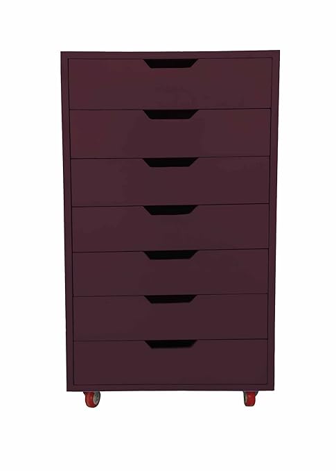 Aprodz Mango Wood Sideboard Storage Dresser Cabinet Balarwa Chest of 7 Drawer On Castors for Living Room | Plump Plum