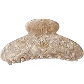 Wenlly large tortoise shell claw clip, 4.1 Inch cellulose acetate hair claw clips, marble non-slip strong hair hold barrettes for women and girls, Beige