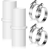 2 Pieces Washing Machine Drain Hose Connectors, Fit for 0.8 Inch, Hose Washer Extension Adapter with 4 Pieces Drain Hose Clamps for Washing Machine Dishwasher Water Pipe