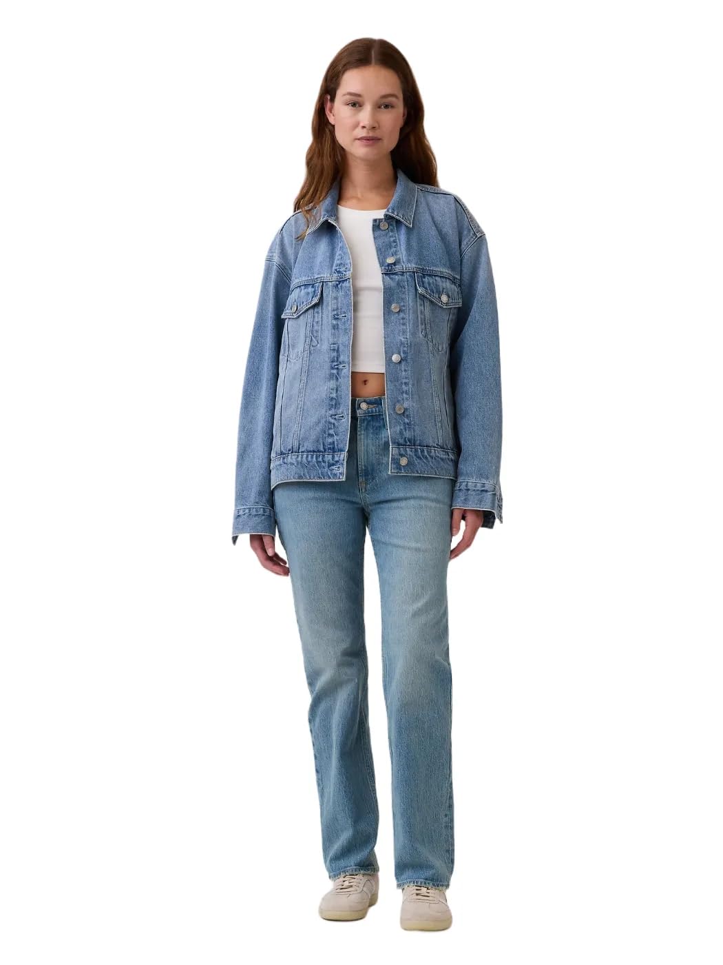 GAP Womens Relaxed Straight Denim Jean Medium Sun 32 Long