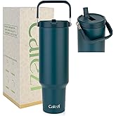 Cafezi 50oz Tumbler with Lid and Straw, Stainless Steel Water Bottles with Flip Straw and Top Handle, Leak Proof, Fits in Cup Holder, Vacuum Insulated Water Bottle for Home, Office, Outdoors, Car