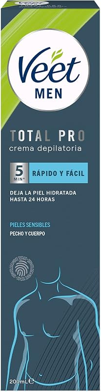 Veet men creme depilatório masculino para peito, costas, braços e pernas, pele sensível, 200ml