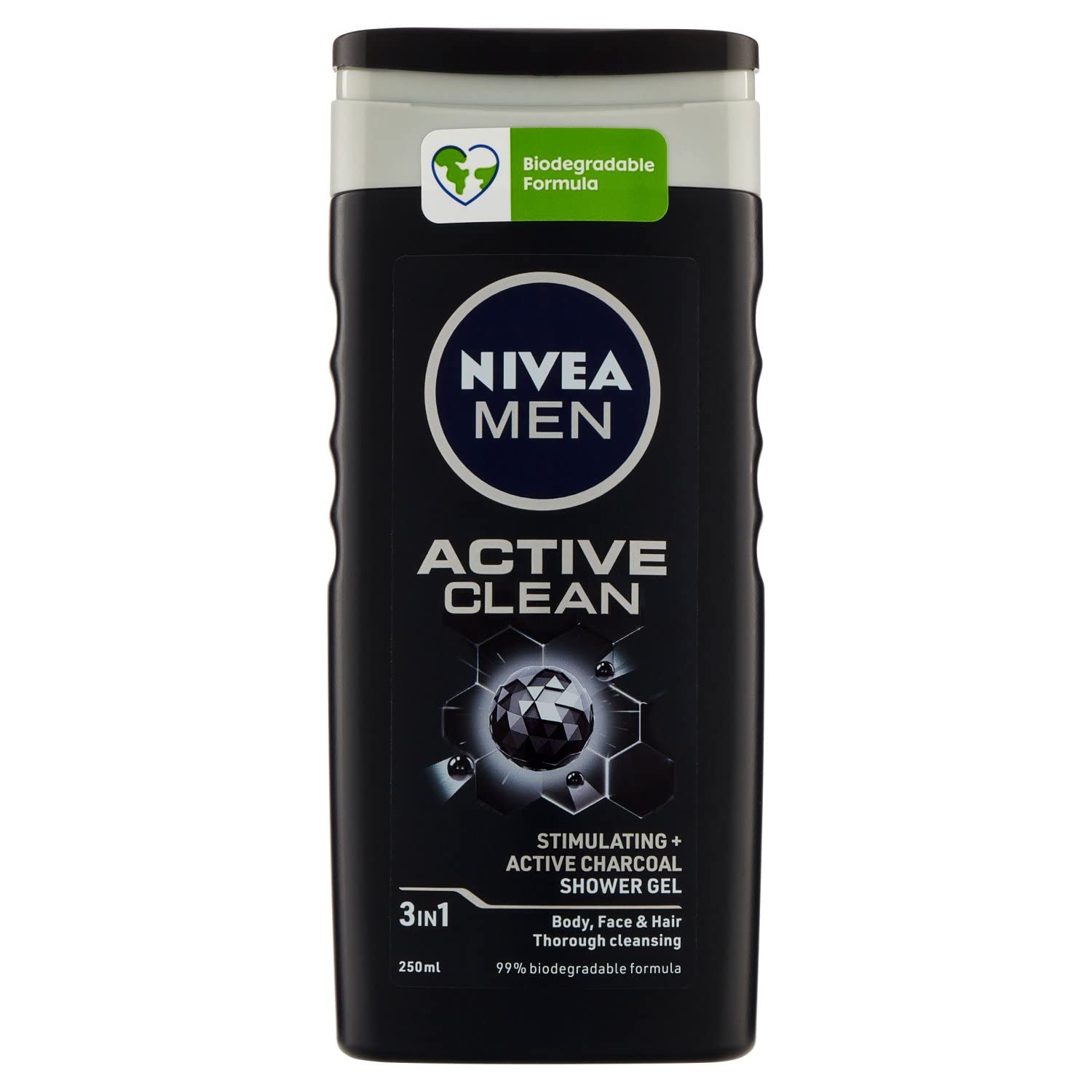 Nivea Men Active Clean Shower Shampoo for Men, 3 Packs of 250 ml