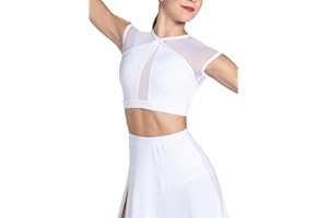 Balera Illusion Mesh Crop Top with Cap Sleeves for Girls & Women Perfect for Dance