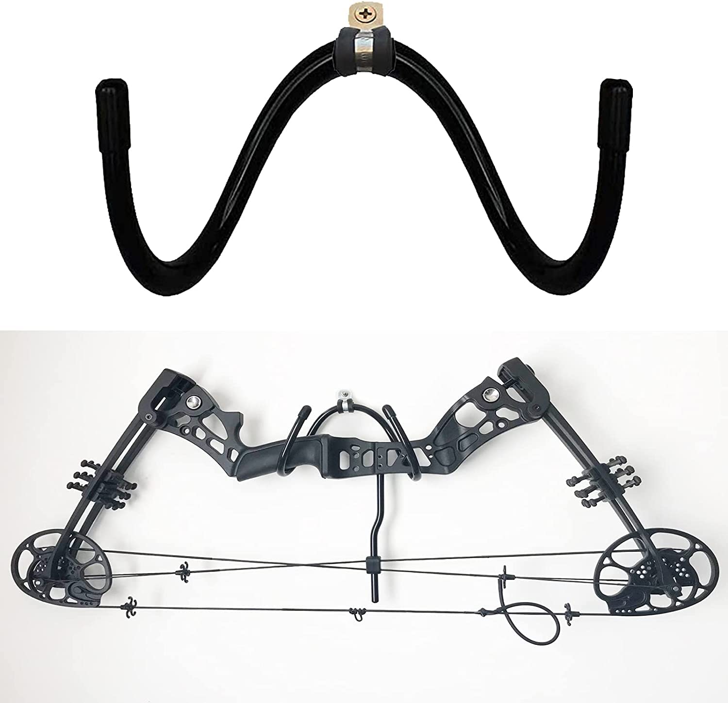 Bow Display Wall Hanger Bow Wall Mount Hooks Wall Holder Rack Storage and Display Your Bow - Rubber Protection, no Scratches - Hold up to 20 Lbs - No Bow