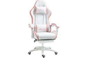 Vinsetto Computer Gaming Chair, PU Leather Office Desk Chair with Footrest, Swivel Wheels, 135° Reclining Back, Lumbar Suppor