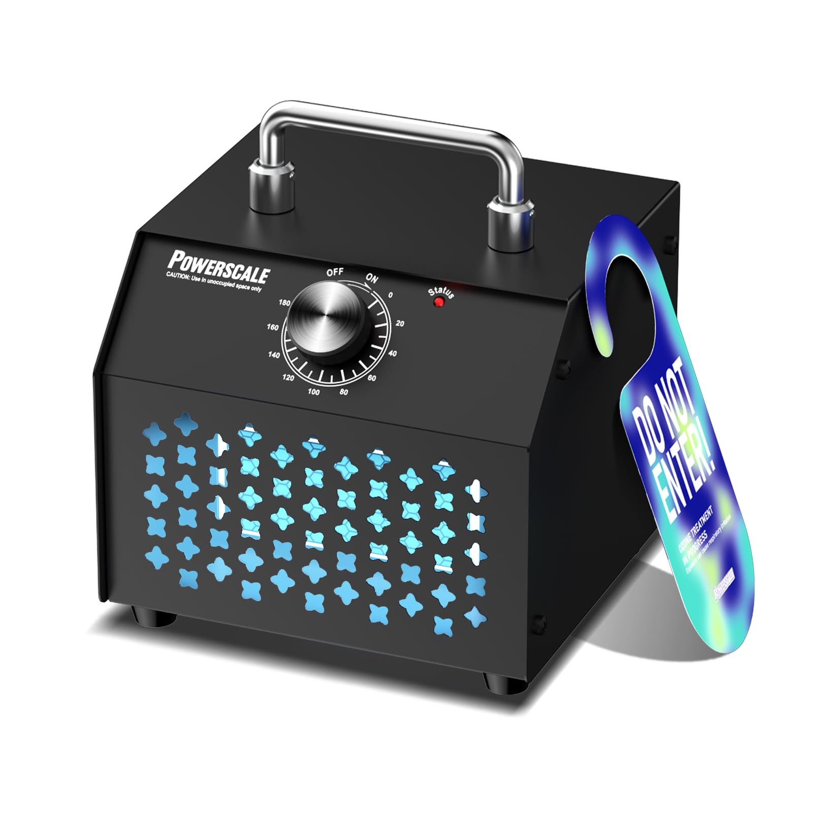 Photo 1 of Powerscale Ozone Generator 55,000 mg/h, Compact, 10s Safety Evacuation, Precision Electronic Control, O3 Odor Eliminator for Home, Car, Pet Smell, and Basement up to 2400 Sq.Ft - OZE1, Black