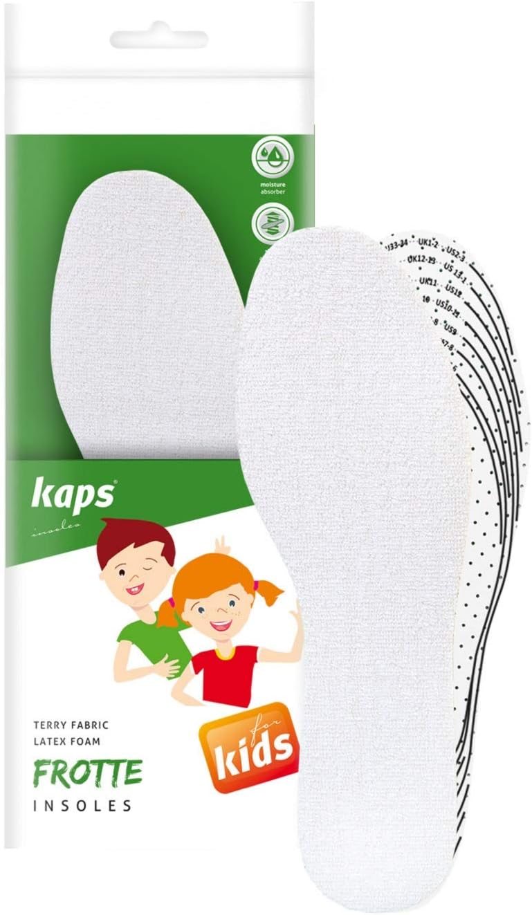Best Extra Comfortable Shoe Insoles for Kids (Add On or Replacement Soles), Shock and Sweat Absorbing Terry Cloth Frotte