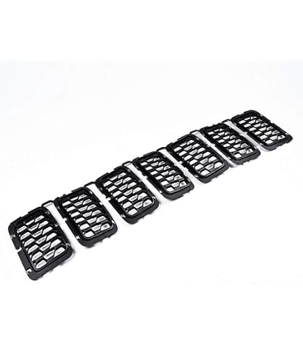thumbnail interactive-video image 1 of 7pcs Gloss Black Front Grille Trim Ring Insert For Jeep Grand Cherokee 2014-2016 1 of 14