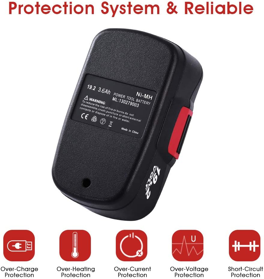 Upgraded 3.6Ah C3 Replacement for Craftsman 19.2 Volt Battery Diehard Ni-Mh, Compatible with Craftsman 19.2V 315.115410 315.11485 130279005 1323903 120235021 11375 11376 Cordless Power Tools 2 Pack - - 