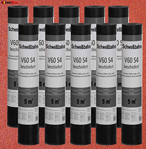 Isolbau Schweißbahn V60 S4 beschiefert - Bitumenbahn mit Glasvlies-Einlage zur Dachabdichtung - Rot, 10 x 5 m² Rolle – Bild 4