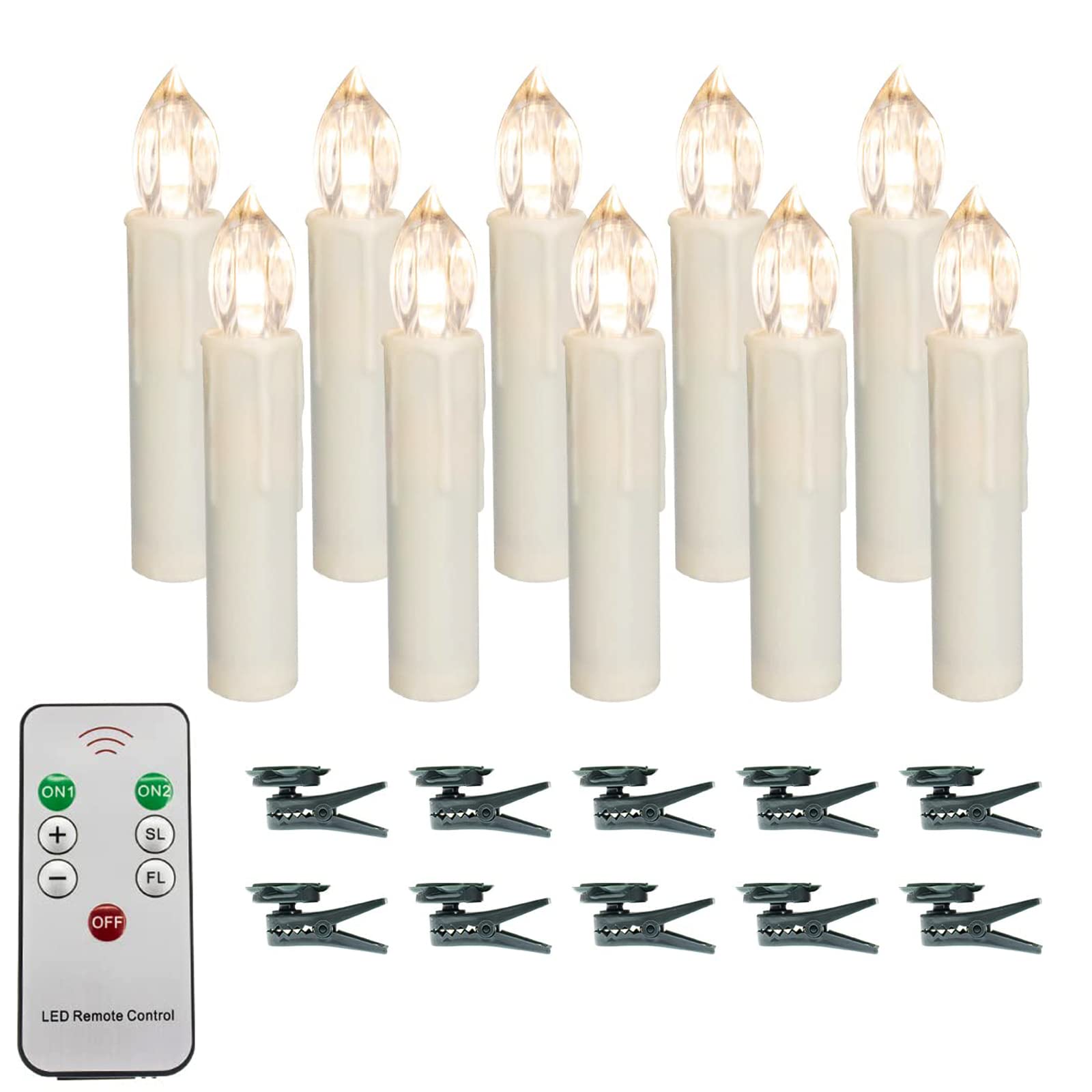 LED Taper Candles Flameless Candle X-D Remote Control LED Candlesticks Battery Candle Sticks for Harry Potter Party Decoration Wedding Christmas Home Decor, 4'', Ivory,Pack of 10
