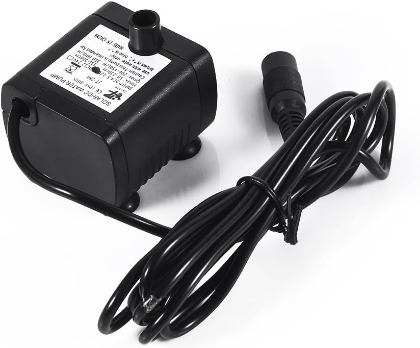 Fdit DC 12V Solar Fountain Water Pump,420L/H Amphibious Water Features Pumb for Pet Fountain Aquarium Fish Tank, Pond