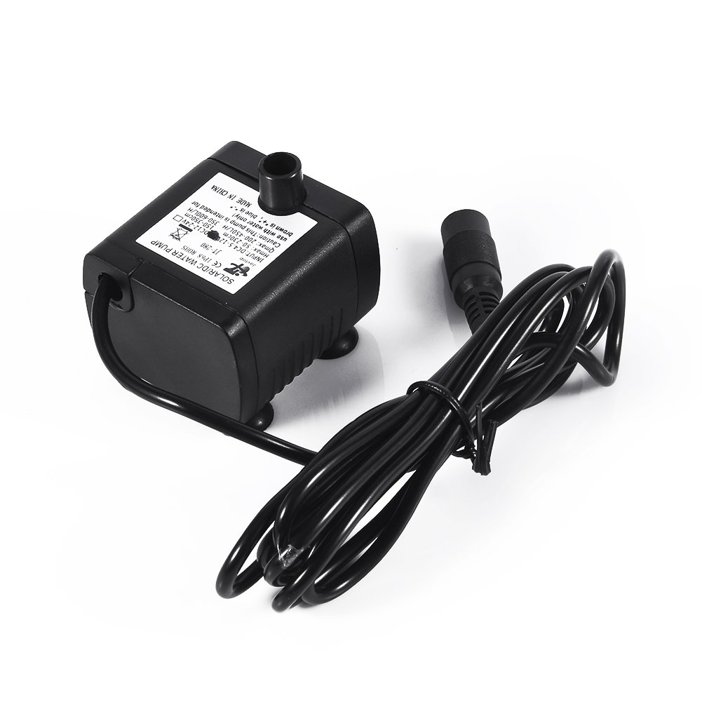 Fdit DC 12V Solar Fountain Water Pump,420L/H Amphibious Water Features Pumb for Pet Fountain, Aquarium Fish Tank, Pond, Hydroponics, Indoor or Outdoor.