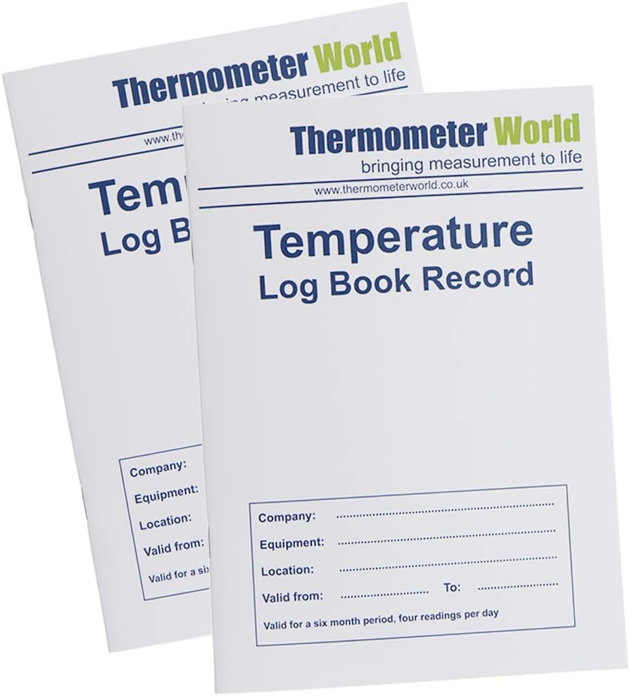Twin Pack Fridge Temperature Log Book 6 Months Record - Monitor Fridge Freezer Cooking Baking Temperature Food Safety and Hygiene