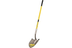 Truper 31198 Tru Pro Round Point Shovel, Fiberglass Handle, 10-Inch Grip, 48-Inch