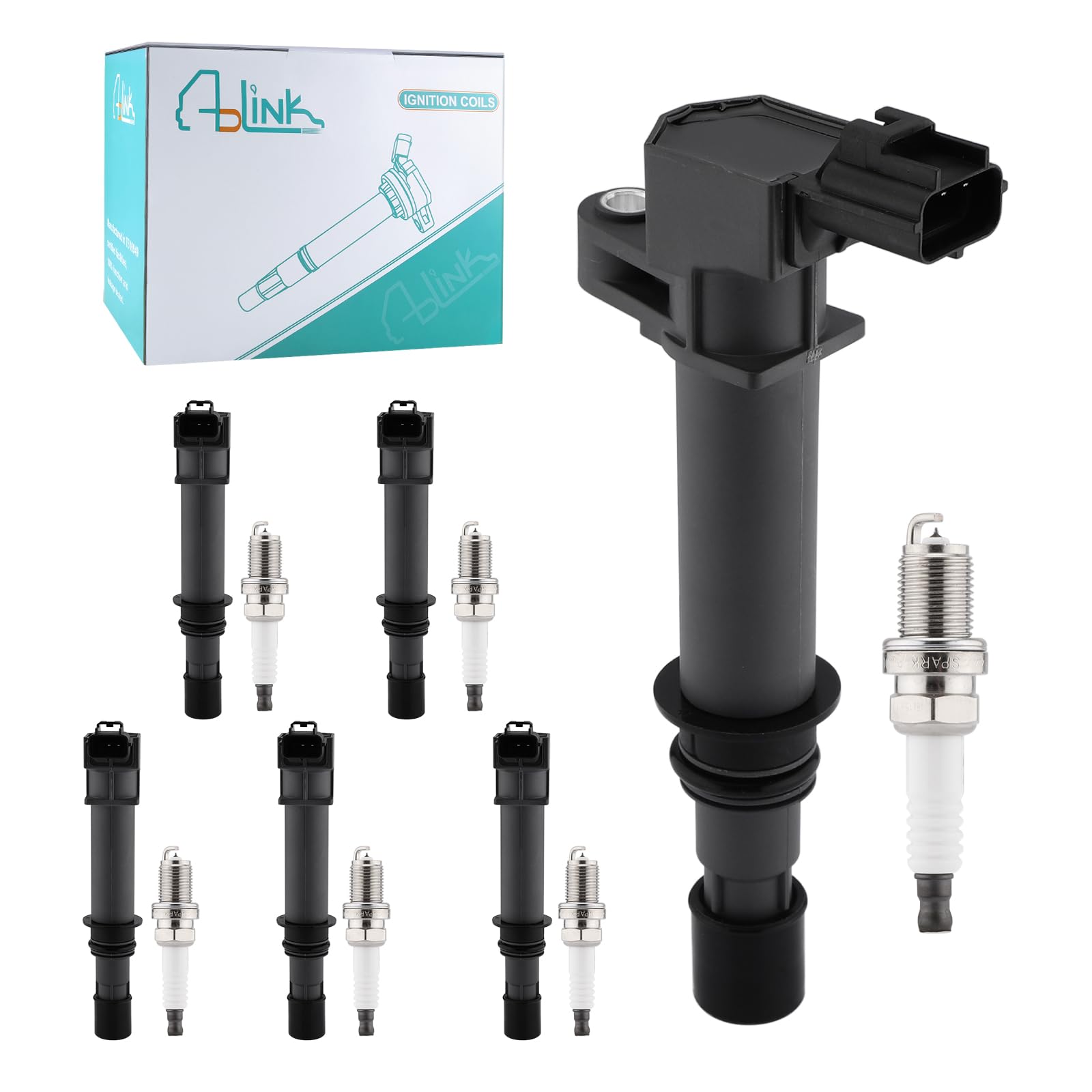 AULINK UF270 Set of 6 Ignition Coil Pack with Spartk Plug 3.7L 3.9L 4.7L For Jeep Commander Grand Cherokee Liberty,for Dodge Ram 1500 Dakota Durango Nitro,Chrysler Aspen,Mitsubishi Raider V6 V8 UF399