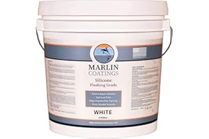 MARLIN COATINGS 100% Silicone Roof Patch – Prevent and Repair Leaks – Complete Waterproofing – Easy Trowel or Brush Application…(1 Gallon, White)