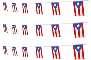 ZXvZYT Puerto Rico Puerto Rican Flag Banner String,Small Mini Puerto Rico Pennant flags,For Grand Opening,National Sports Events,Party Festival Decorations(50 Feet 38 Flags)