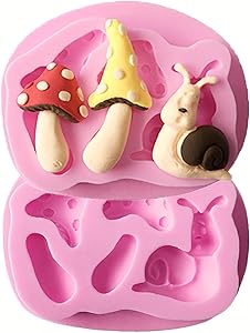 HengKe 2 Pcs Mushroom,Snail Shape Food Grade Silicone Cake Molds Flexible Silicone Mold, Fondant, Candy, Icing, Biscuit Decor, Chocolate, Polymer Clay, Resin Mold, Epoxy