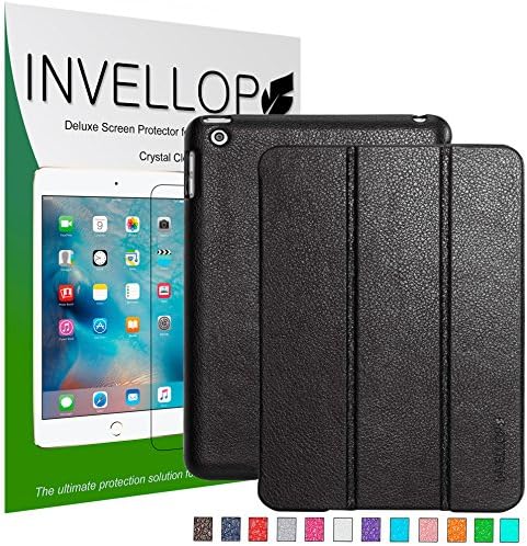 iPad mini 4 case, Black Leatherette Case with 3-pack screen protector for Apple iPad mini 4 by INVELLOP