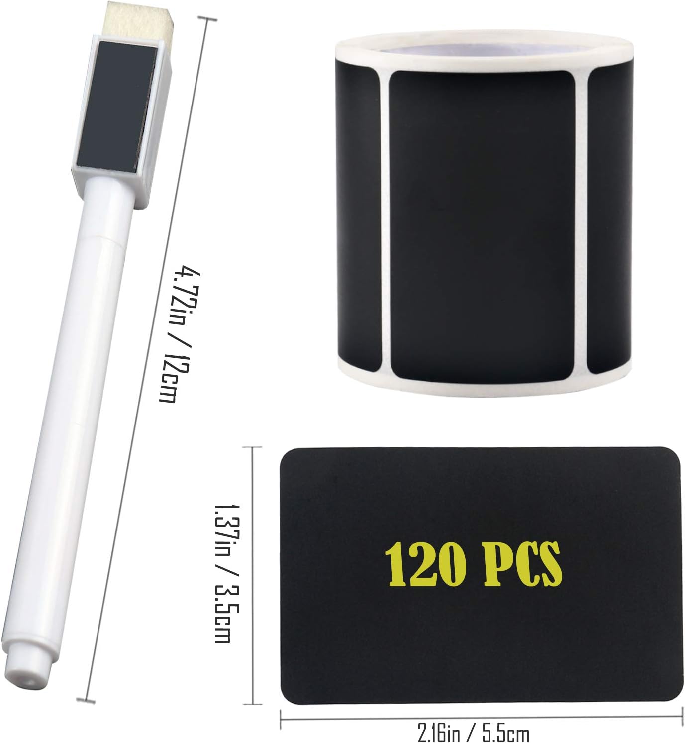 Chalkboard Labels, Reusable Blackboard Sticker (120 Pcs) and 1 Liquid Erasable Pen, Removable Waterproof Label Sticker for Storage Bins, Mason Jars, Bottle, Pantry, Office : Office Products