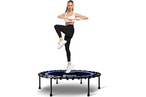 DARCHEN 400LBS Rebounder Trampoline for Adults, Indoor Mini Trampoline Silent Fitness Trampoline Small Bungee Rebounder Jumping Cardio Trainer Workout Exercise Workout with Handrail Bar [40 Inch]