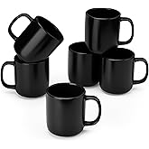 vancasso Stoneware Coffee Mugs Set, 16 oz Ceramic Coffee Cups for Americano Hot Tea Iced Coffee Cold Brew Cocoa Milk Mugs Set of 6, Dishwasher & Microwave Safe, Matte Black