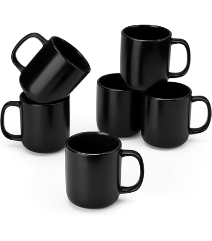 Amazon.com: BYCNZB 12oz coffee mug set of 6 Coffee Mugs for Coffee, Tea,  Cocoa, Milkblack : Home & Kitchen