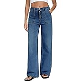 MARIASHA Women's Straight Leg Jeans High Waisted Button Fly Stretch Denim Pants for Women