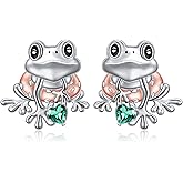 FLYOW 925 Sterling Silver Cute Animal Jewelry Hummingbird/Butterfly/Wolf/Corgi/Cat/Snake/Spider/Bat/Penguin/Bear/Opossum/Frog/Guinea Pig for Women Mother Friend Animal Lovers