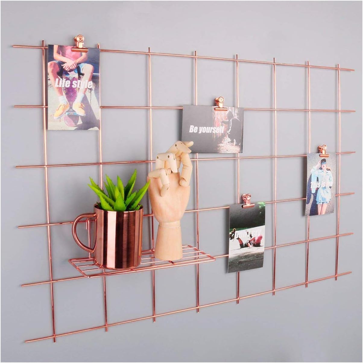 Simmer Stone Rose Gold Wall Grid Panel for Photo Hanging