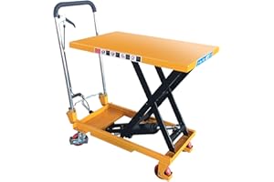 VisHomeYard Hydraulic Manual Scissor Lift Table Single Scissor Hydraulic Table Cart Heavy Duty Lift Table Cart for Freight Lifting Simple Operation Manual Elevating Cart for Home Garage, Supermarkets