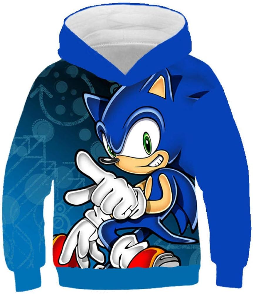 Boys And Girls Sonic Hooded Sweater Modern Cartoon Jacket Pullover