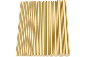 Glarks 18Pcs Brass Solid Round Rod Lathe Bar Stock Assorted for DIY Craft Tool, Diameter 2.5-8mm Length 100mm