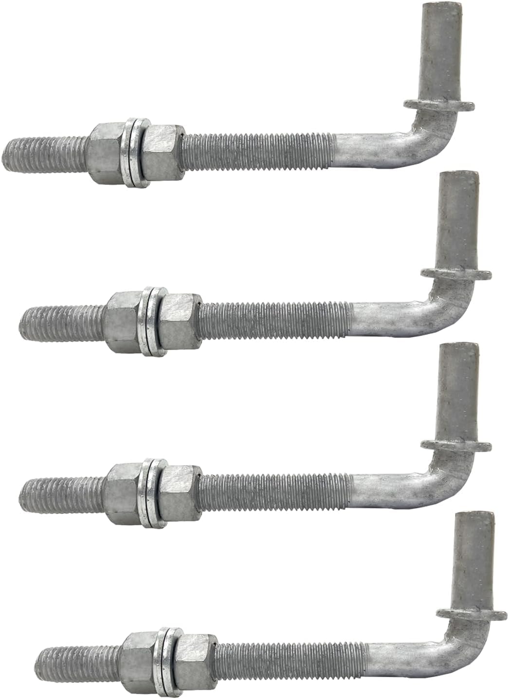 Photo 1 of J Bolt Gate Hinge for Chain Link Fence Gate - Galvanized Steel Post Hinge with 5/8" Male Hinge Pin, w/Nuts & Washers (10''-4pcs)