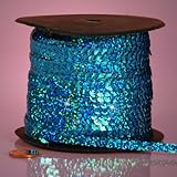 PEPPERLONELY Brand 80 Yard/Roll Holographic Faceted Sequin Trim, Turquoise
