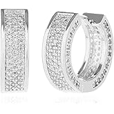 rneyflow 14K Gold Plated Cubic Zirconia Hoop Earring with 925 Sterling Silver Post Small Huggie Earrings for Women