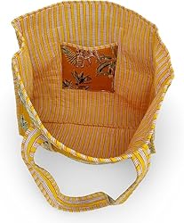 Cotton Floral Block Print Tote Bag Handmade Indian