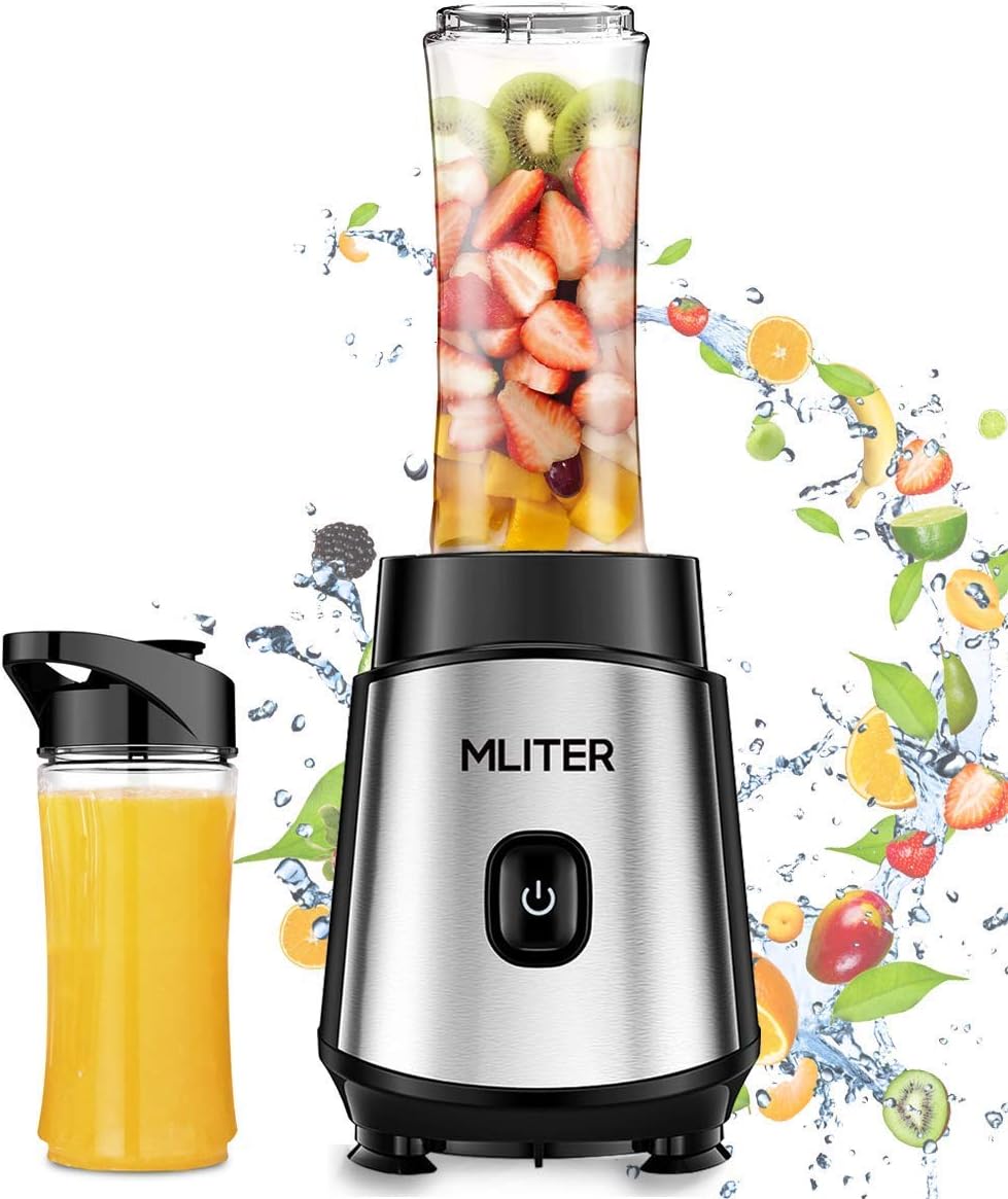 500W Blender Smoothie Maker with 2 Bottles & Stainless Steel Blade, Security Protection, Portable & Personal Blender for Fruit Vegetable Home, Sport, Outdoor, Traveling Baby Food