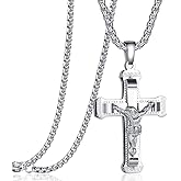 Rehoboth Jesus Christ Crucifix Cross Pendant Necklace for Womens Mens with 22 24 Inch Stainless Steel Chain