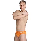 ARENA Men's' Swim Brief Halftone Team Print MaxLife Athletic Swimwear Professional Training Swimsuit Sports Bathing Suit, Team Orange, US Size 24