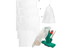 sousac 4 Pcs Pool Fine Mesh Filter Bags, Pool Replacement Net Vacuum Bags with Locking Cord, Pool Cleaner Bags Suitable for Pools Aquariums Ponds Collecting Leaves and Debris (Large)