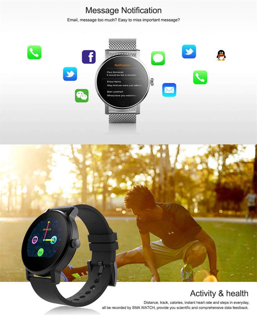 HOMECCLL SMA-09 IP54 Impermeable Smartwatch MTK2502 Bluetooth ...