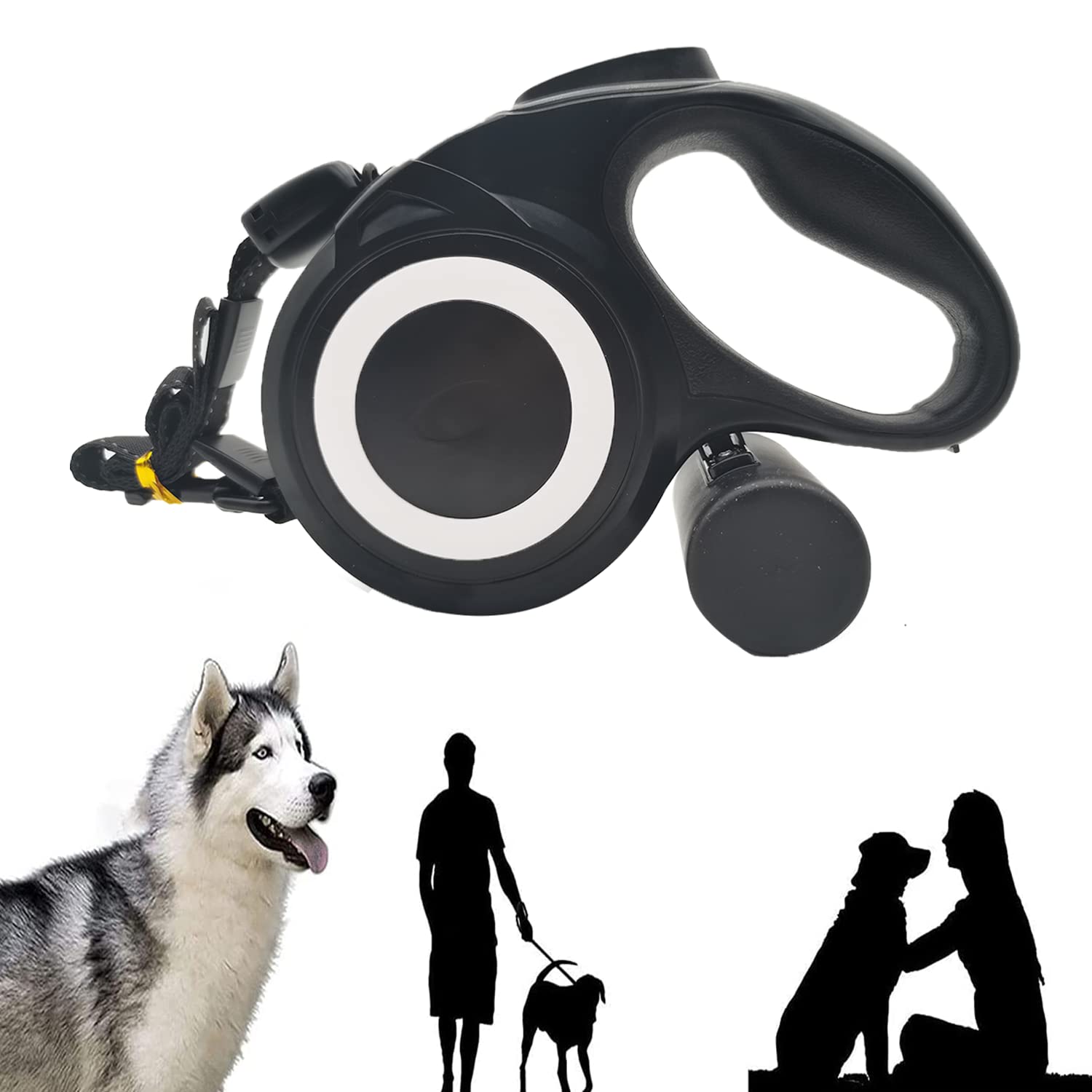 SUPERGOODIES Retractable Dog Leads for Large Dogs,8m Extendable Dog Leads Strong Retractable, Heavy Duty Strong Tape Walking Leash, for Large Dog And Cat Breed Pet, black