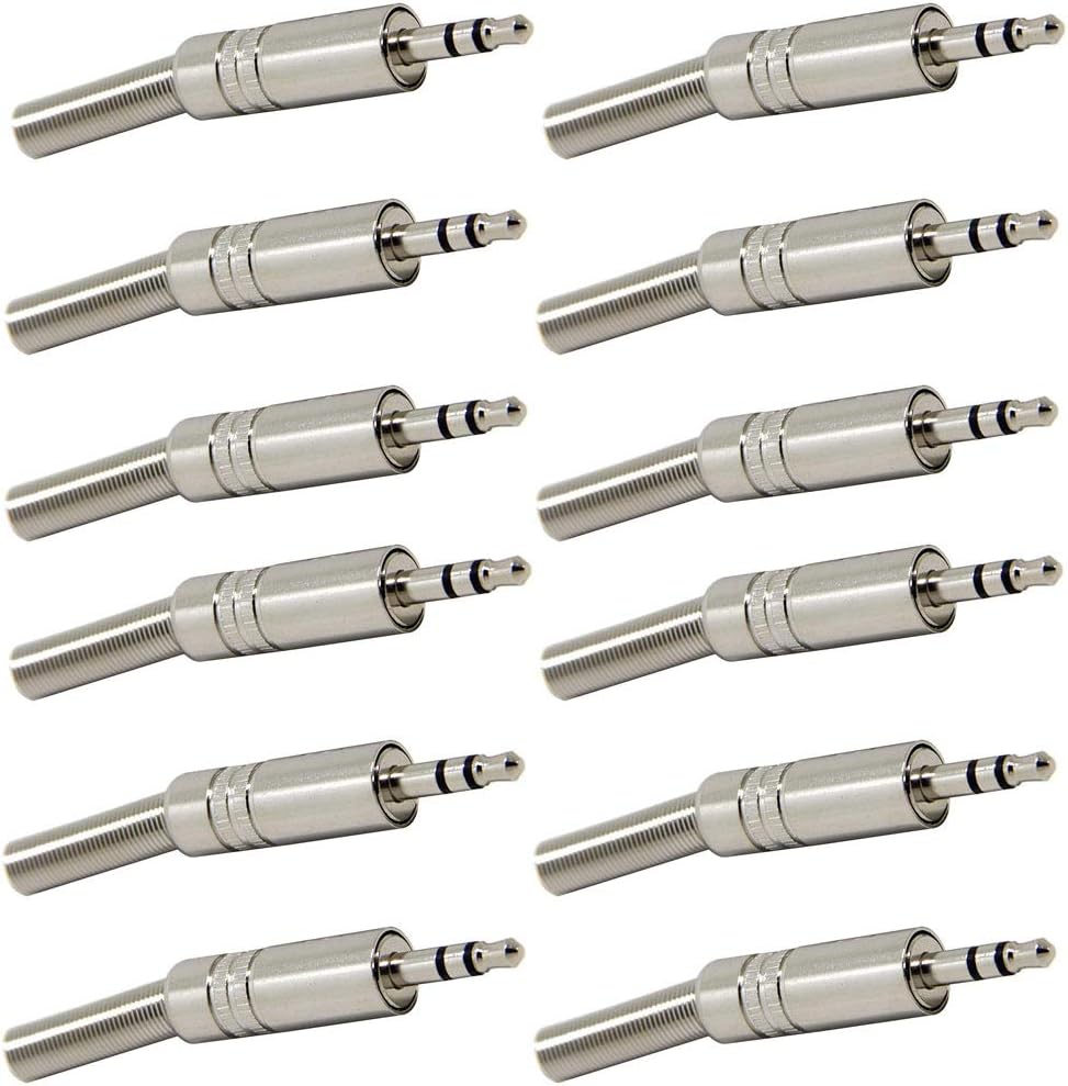 RUNCCI-YUN 12pcs TRS Male PlugReplacement 3 Pole 3.5mm Male Repair headphone Jack Plug Metal Audio Soldering Adapter Converter Headset Connector Stereo Plug