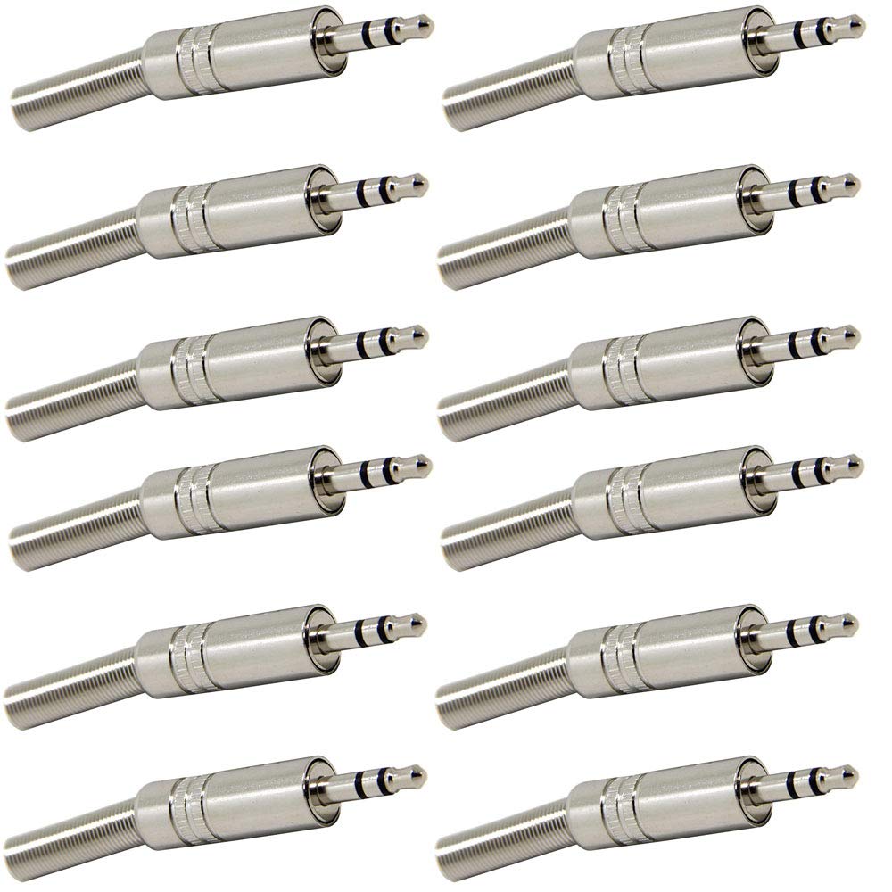 RUNCCI-YUN 12pcs TRS Male PlugReplacement 3 Pole 3.5mm Male Repair headphone Jack Plug Metal Audio Soldering Adapter Converter Headset Connector Stereo Plug