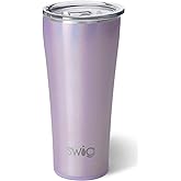 Swig Life 32oz Insulated Tumbler, Travel Coffee Tumbler with Lid, Cup Holder Friendly Travel Coffee Mug, Stainless Steel with Lid (Pixie)
